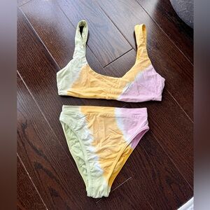 L*Space Lizzy Tie Dye Diagonal Sunburst Bikini Set